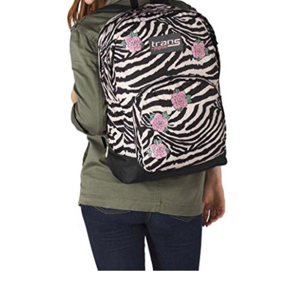 Trans by Jansport Overt 17.5” Zebra Rose Backpack